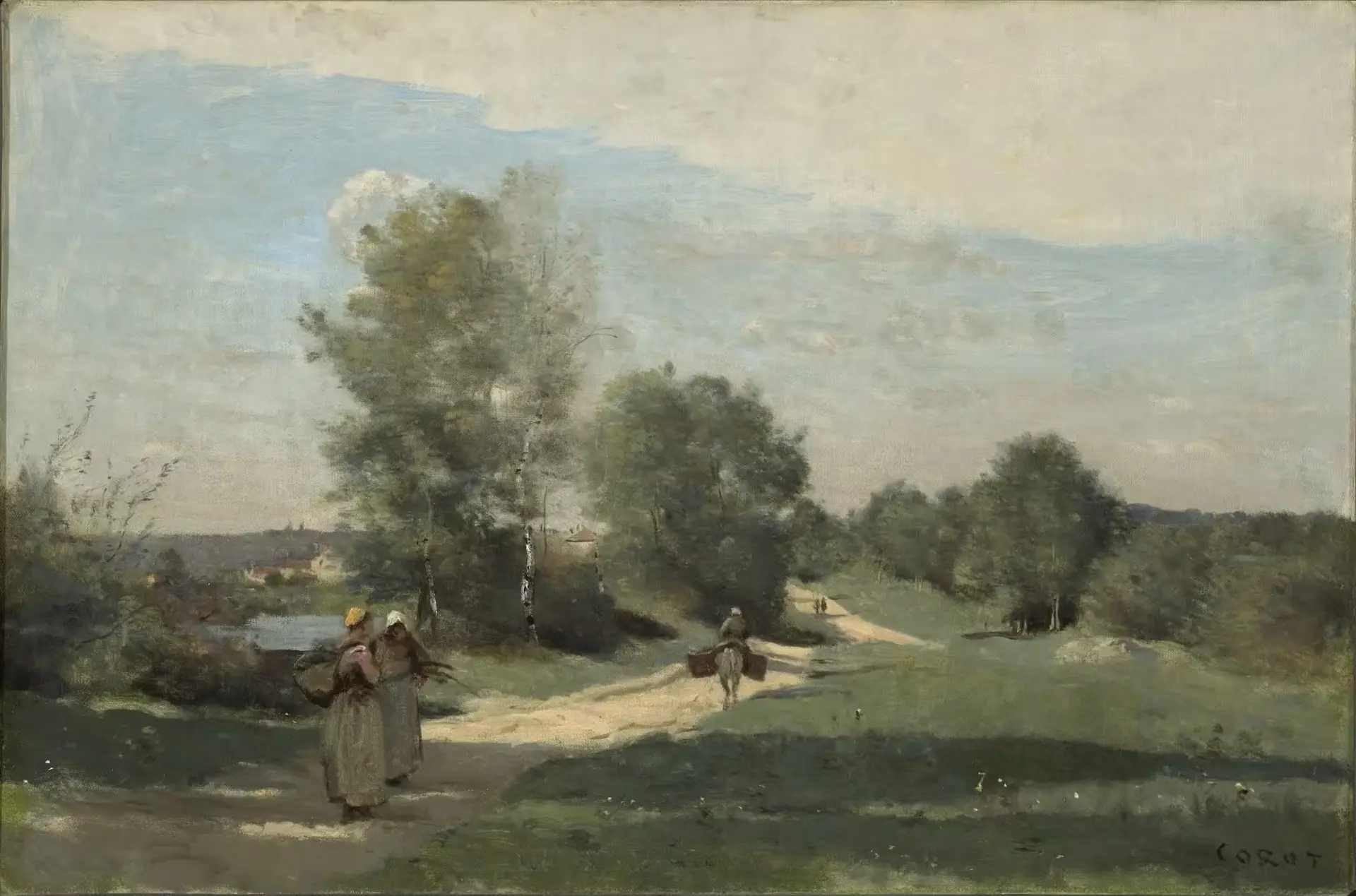 Corot, Road by the Water, c. 1865–70, oil on canvas